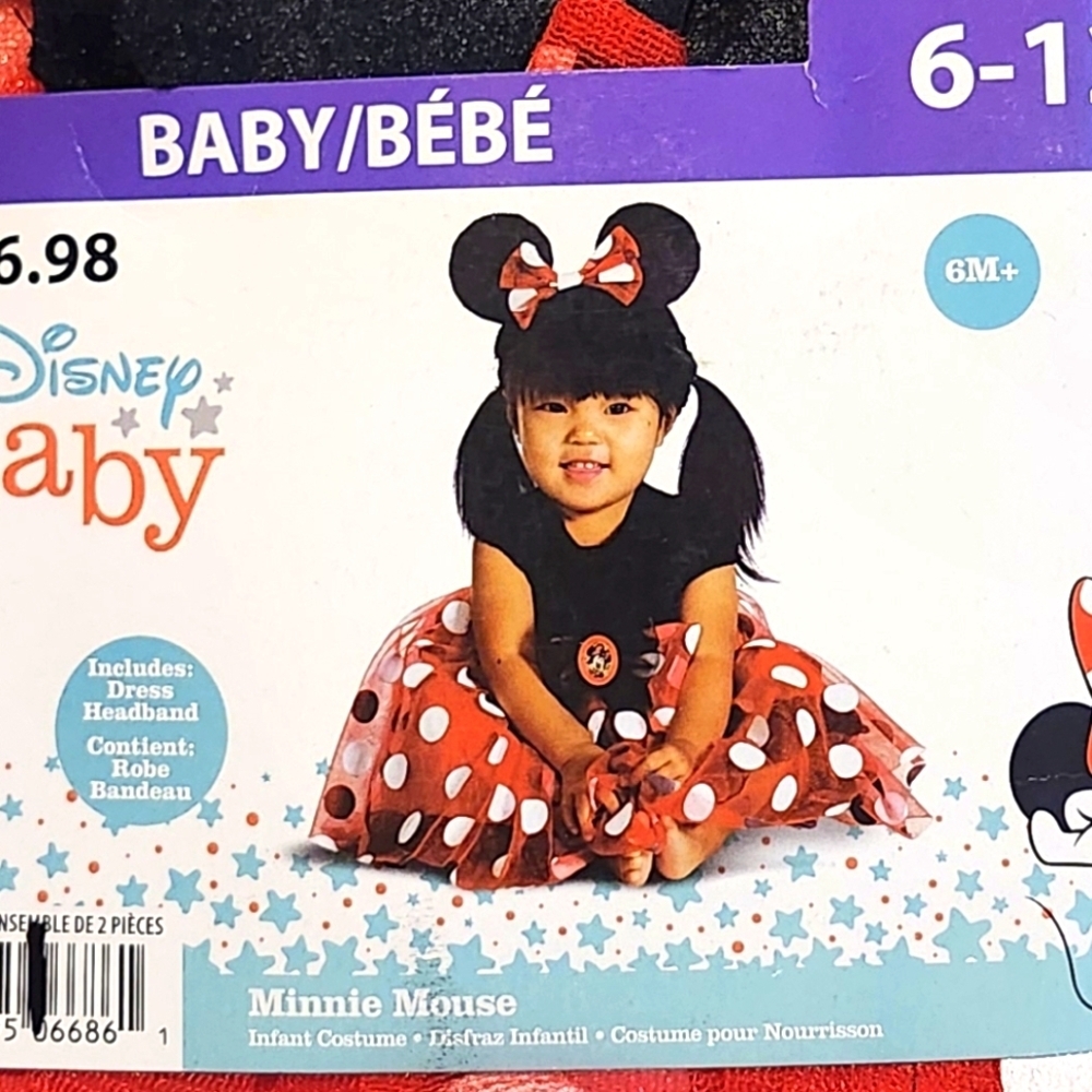 Minnie Mouse Baby Infant Costume Size 6 - 12 M